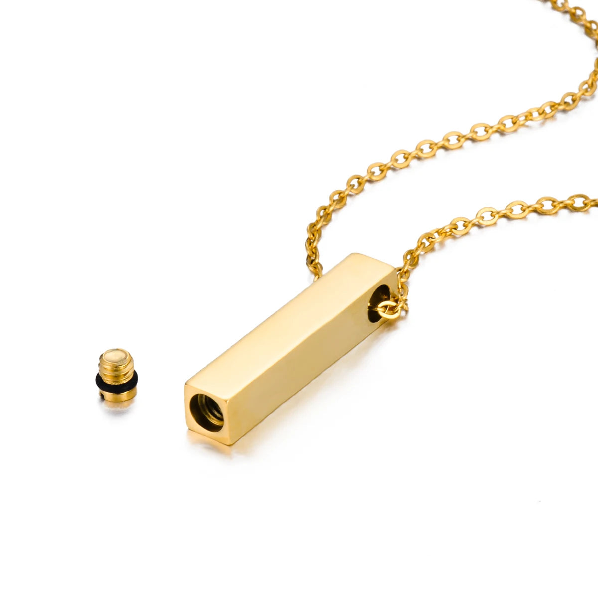Cremation urn vertical bar necklace