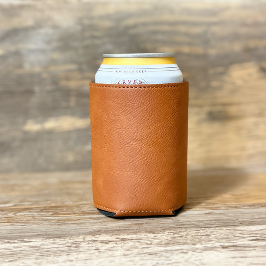 Rawhide leatherette can holder engraving blank