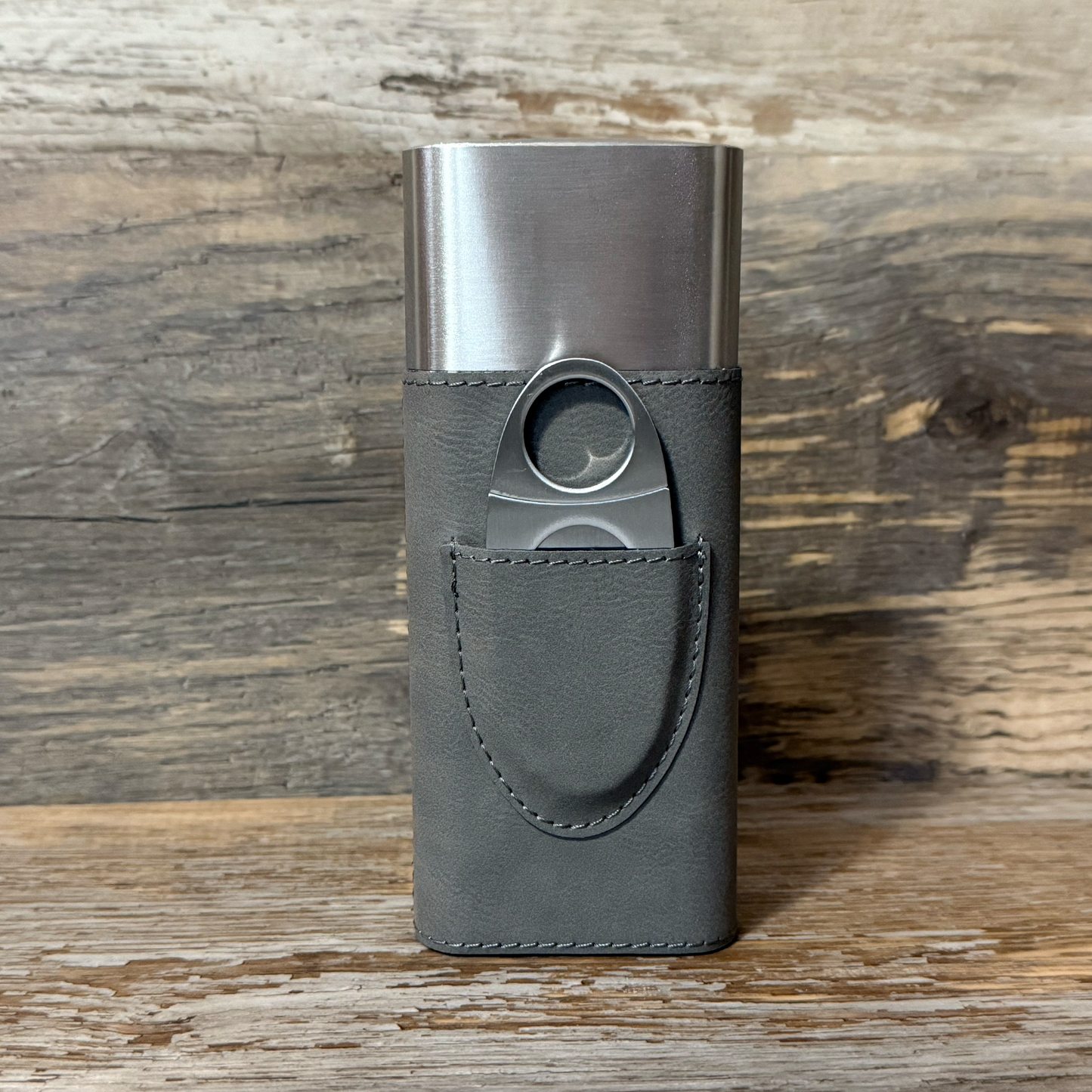 grey leatherette cigar holder