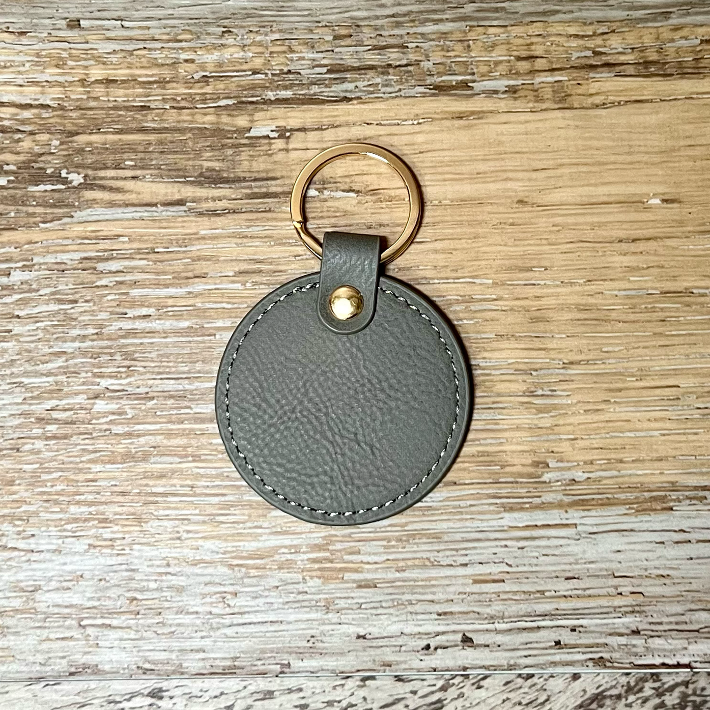 grey leatherette keychain blank
