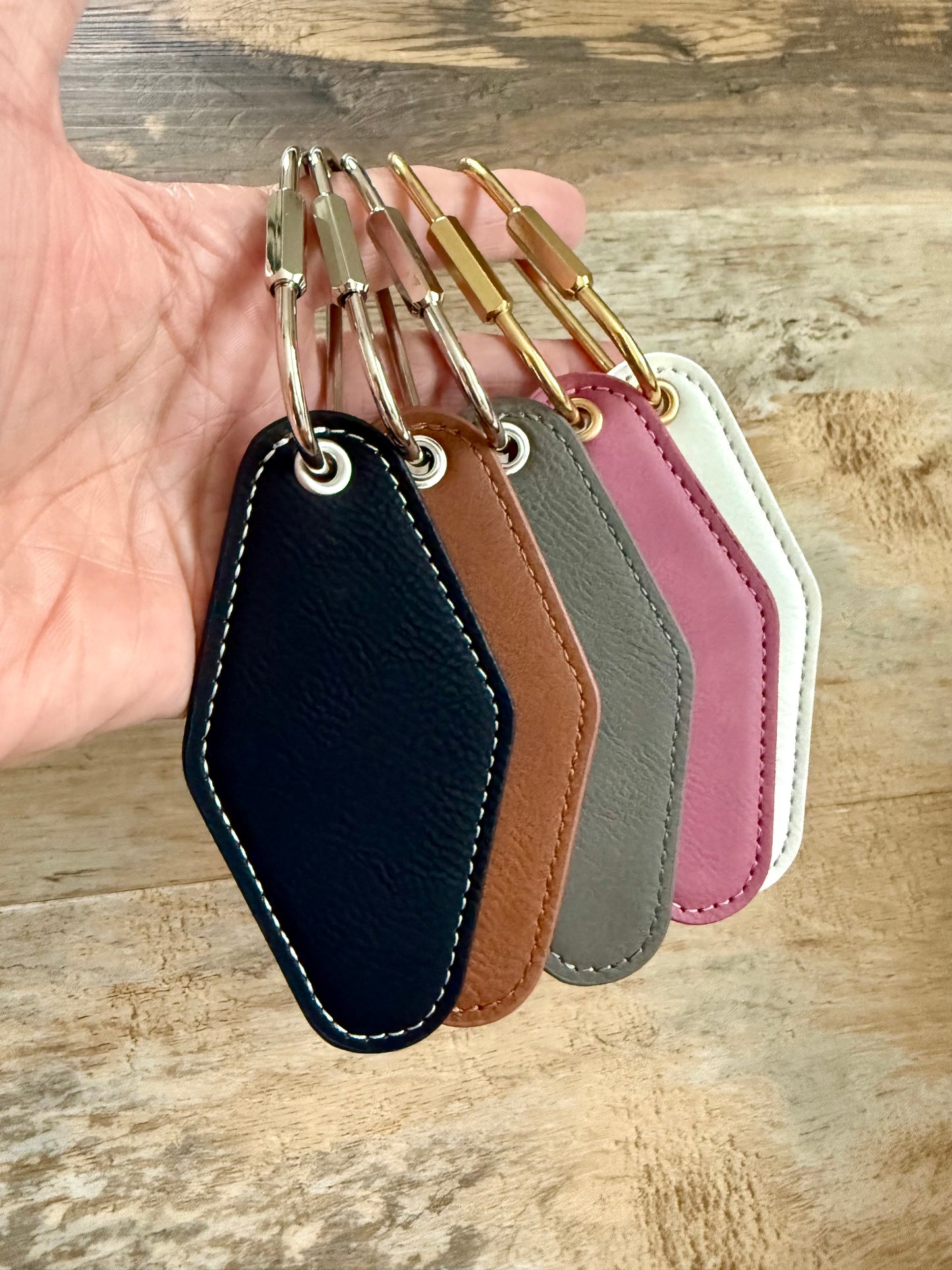 Motel style Leatherette keychain engraving laser blank/uv printing blank