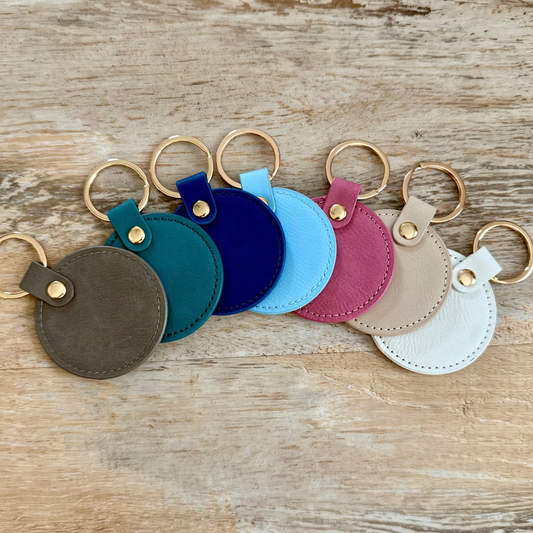 Round leatherette keychain/bag tag engraving blank