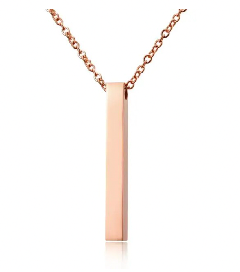 Rosegold vertical stainless steel necklace bar engraving blank