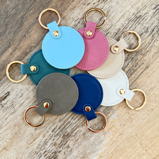 Round leatherette keychain/bag tag engraving blank