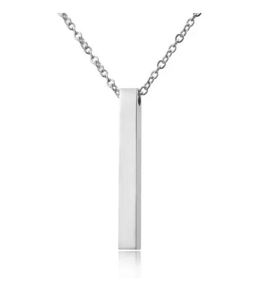 Silver vertical bar stainless steel necklace bar  engraving blank