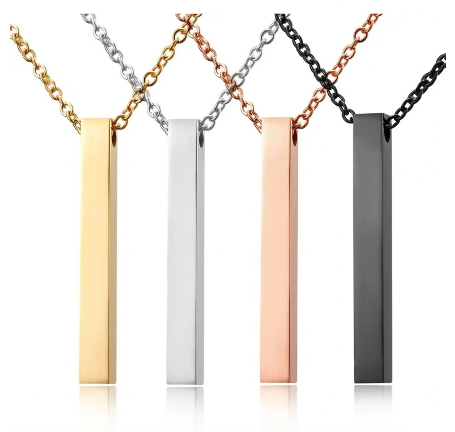 stainless steel vertical bar necklace engraving bar blank