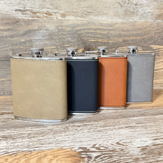 7 oz leatherette flask engraving blank