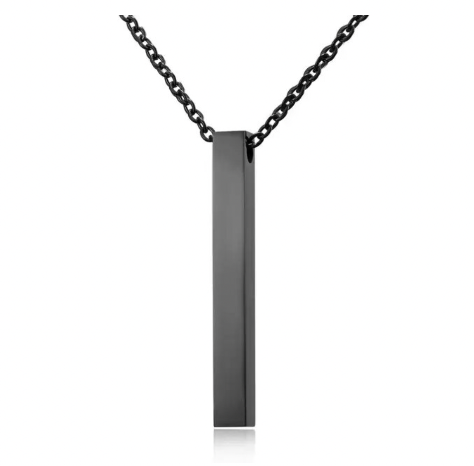 Black stainless vertical bar necklace blank engraving blank