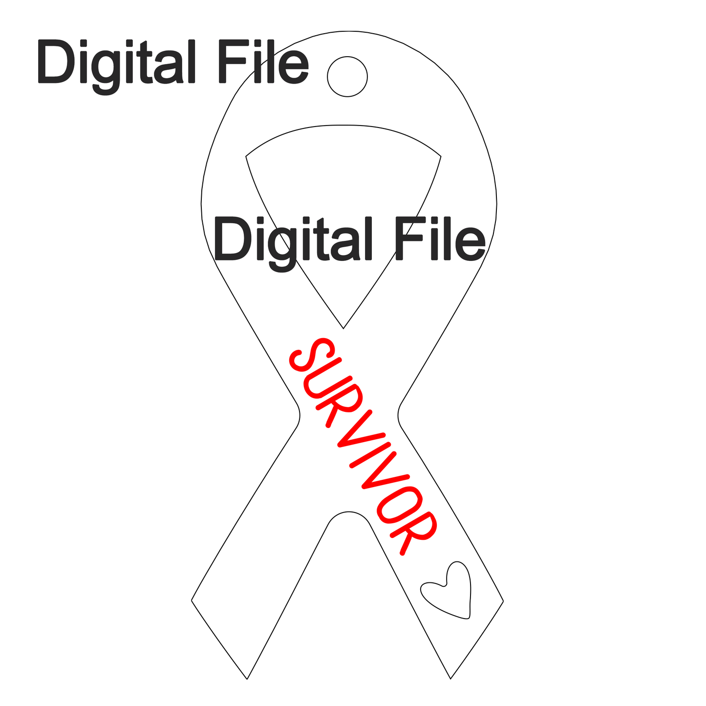 Cancer survivor ribbon ornament digital file