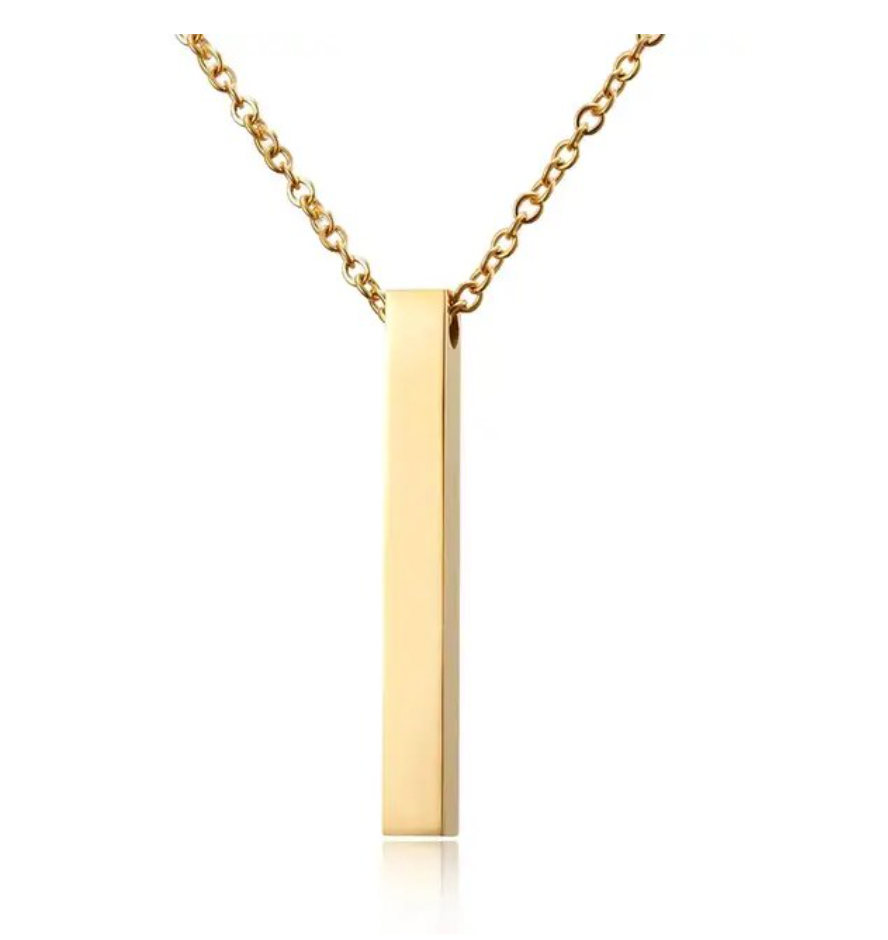 Yellow vertical bar necklace bar engraving blank